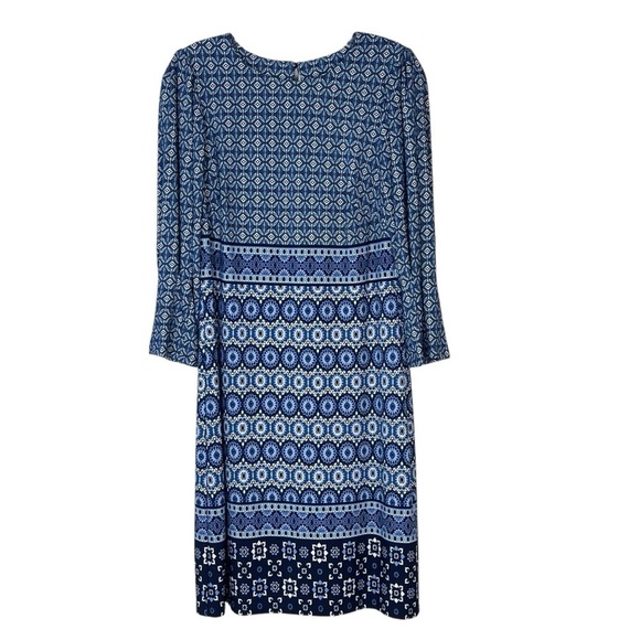 VINCE CAMUTO Casual Stretch Blue Geometric Long Sleeve Dress Women's Size 8 - Picture 14 of 16